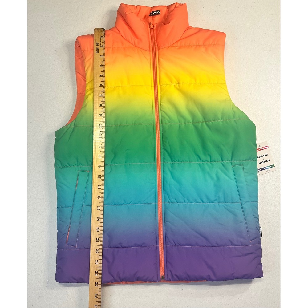 Crayola x Kohls Rainbow Gradient Reversible Puffer Vest Orange ND33Z100RP Mens S